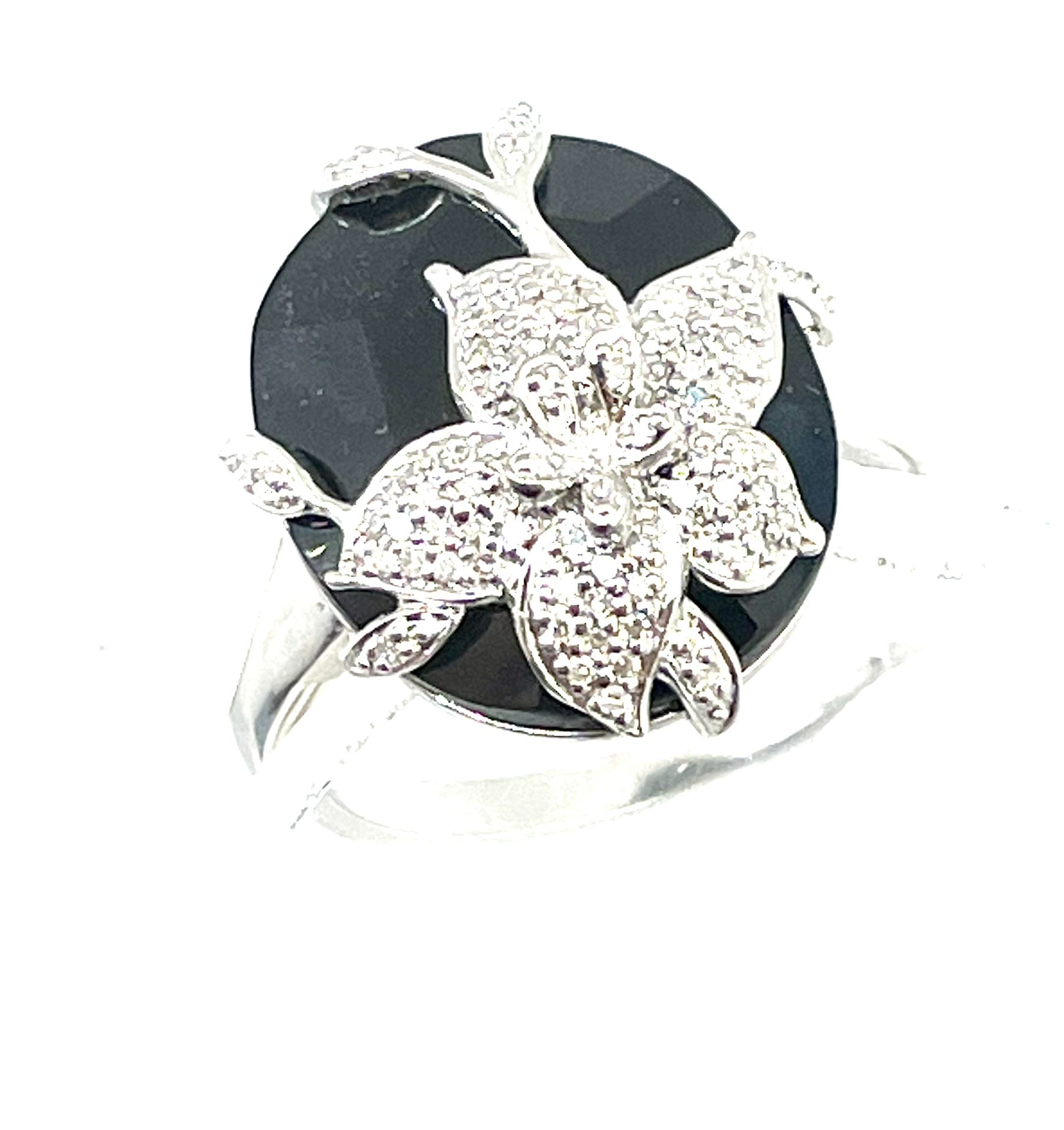Sterling Onyx & Sapphire Ring Sz 11