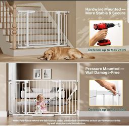 36.6-59" Extra Wide Baby Gate for Stairs, Pressure Mounted Dog Gate for Doorways, Auto-Close 