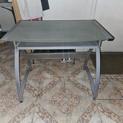 Metal Desk With Frosted Glass Top