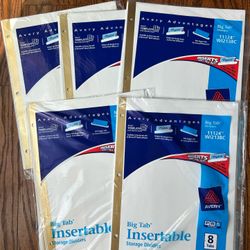Avery 11124 Big Tab Insertable Divides Eight Tabs Clear Lot Of Five New