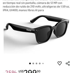 Rokid Smart Glasses with ChatGPT, real-time AI translation without a screen, 12MP camera with noise reduction, 210mAh battery, ultra-lightweight (1.59
