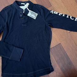 Abercrombie & Fitch Blue Henley Muscle Fit Long Sleeve Logo Men’s Size XL With Tags 
