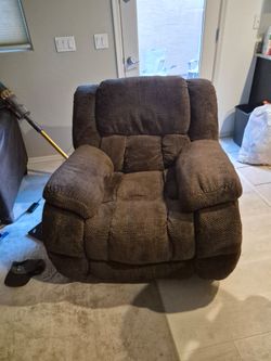 Brown Fabric Oversized Recliner Chair