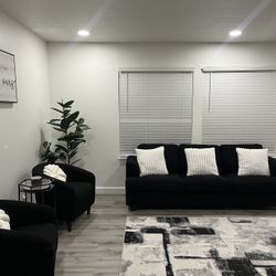 Black Couch With Matching 2 Seats Pillows Too