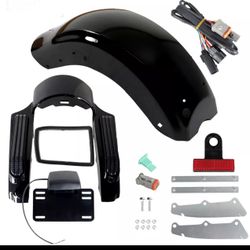 Harley Davidson road king Touring Electra Street Glide 2014-2022 CVO Style Smoke LED Light Rear Motorcycle Fender System Kit ABS