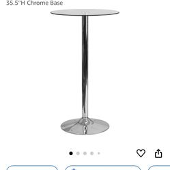 Flash Furniture Kenneth 23.5'' Round Glass Table with 35.5''H Chrome Base