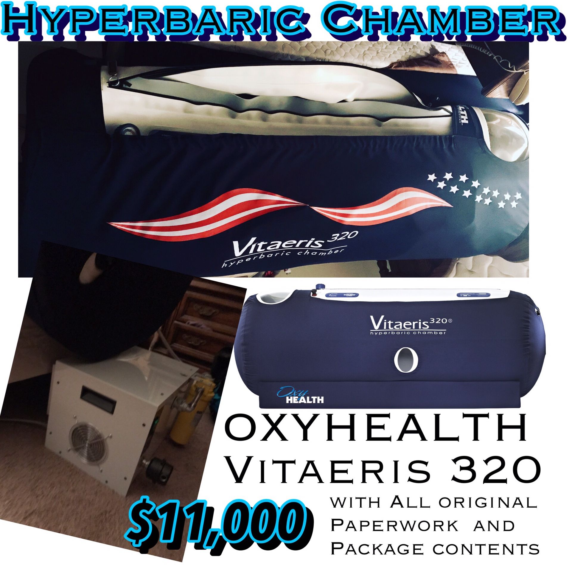 OXYHEALTH Vitaeris 320 Hyperbaric Chamber *Like New* with Clean Air Compressor