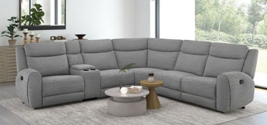 Brand New Grey Super Plush Reclining Sectional Sofa