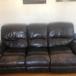 Used Brown Leather Reclining Couch