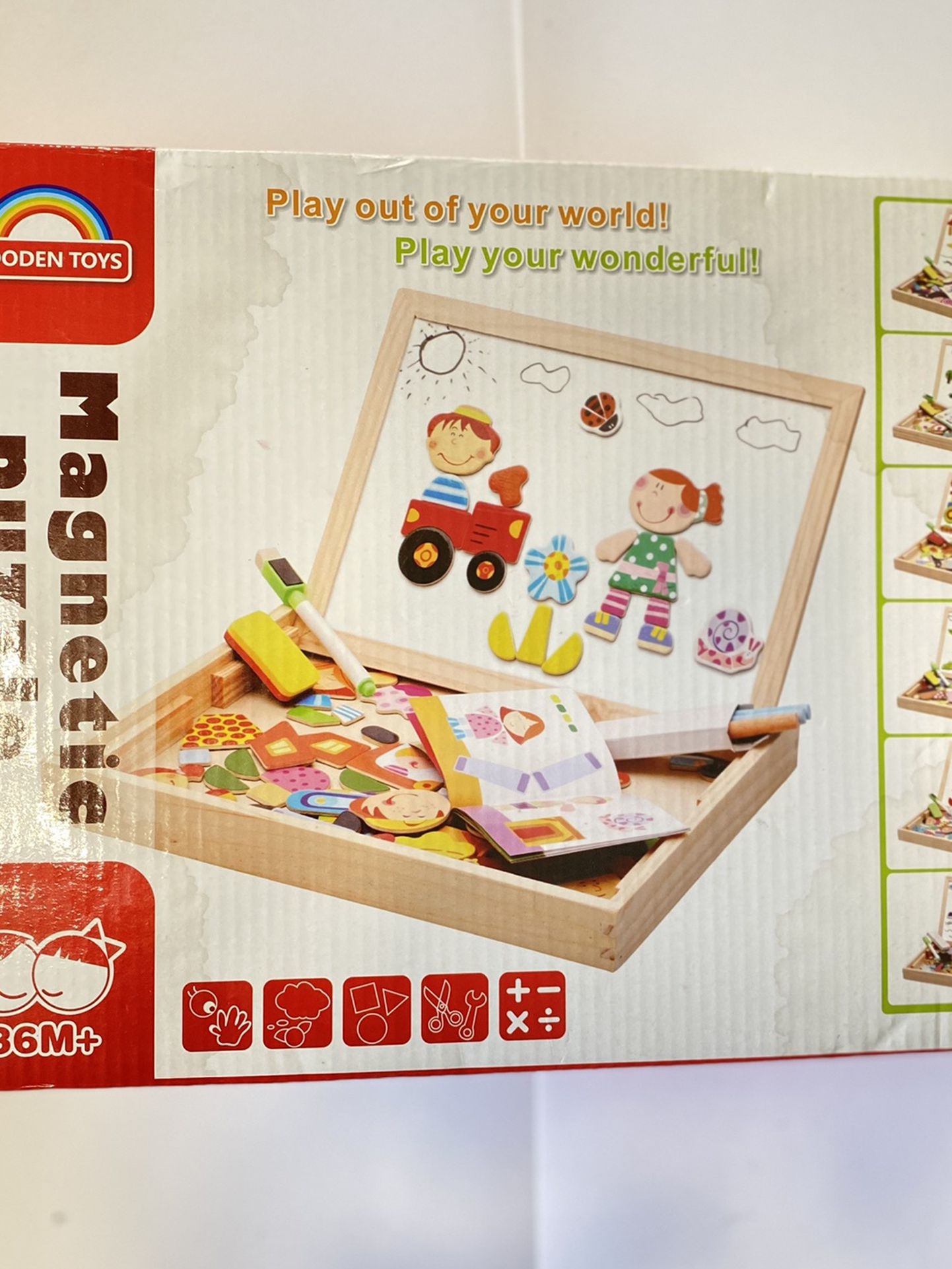 Wooden Toys Magnetic Puzzles Kids Wooden Games 109 Pieces Double Side Education Learning Toys for Children