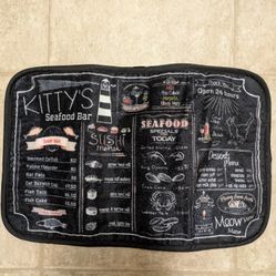 Black Microfiber Pet Bowl Mat 18.5" 