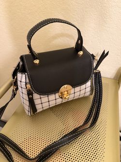 Black and White Plaid Small Handbag