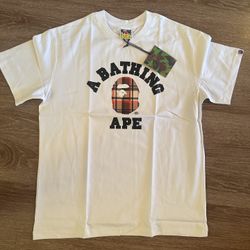 White Burberry Bape T Shirt Large