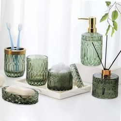 Green Glass Vanity Set For Bathroom 