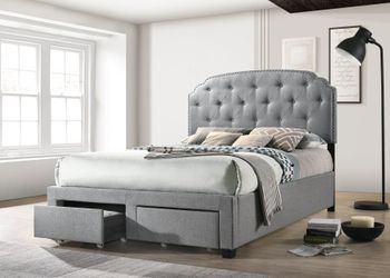 New grey Queen size bed frame with Storage
