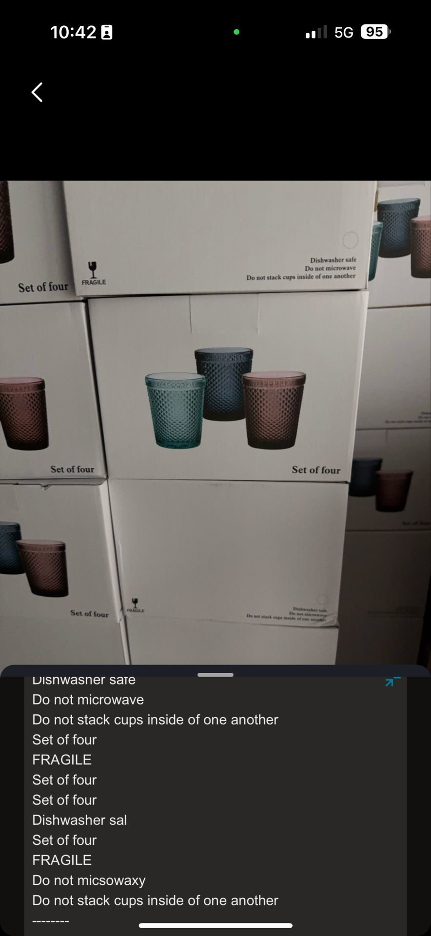 Diamond Point Cut Glass Cups