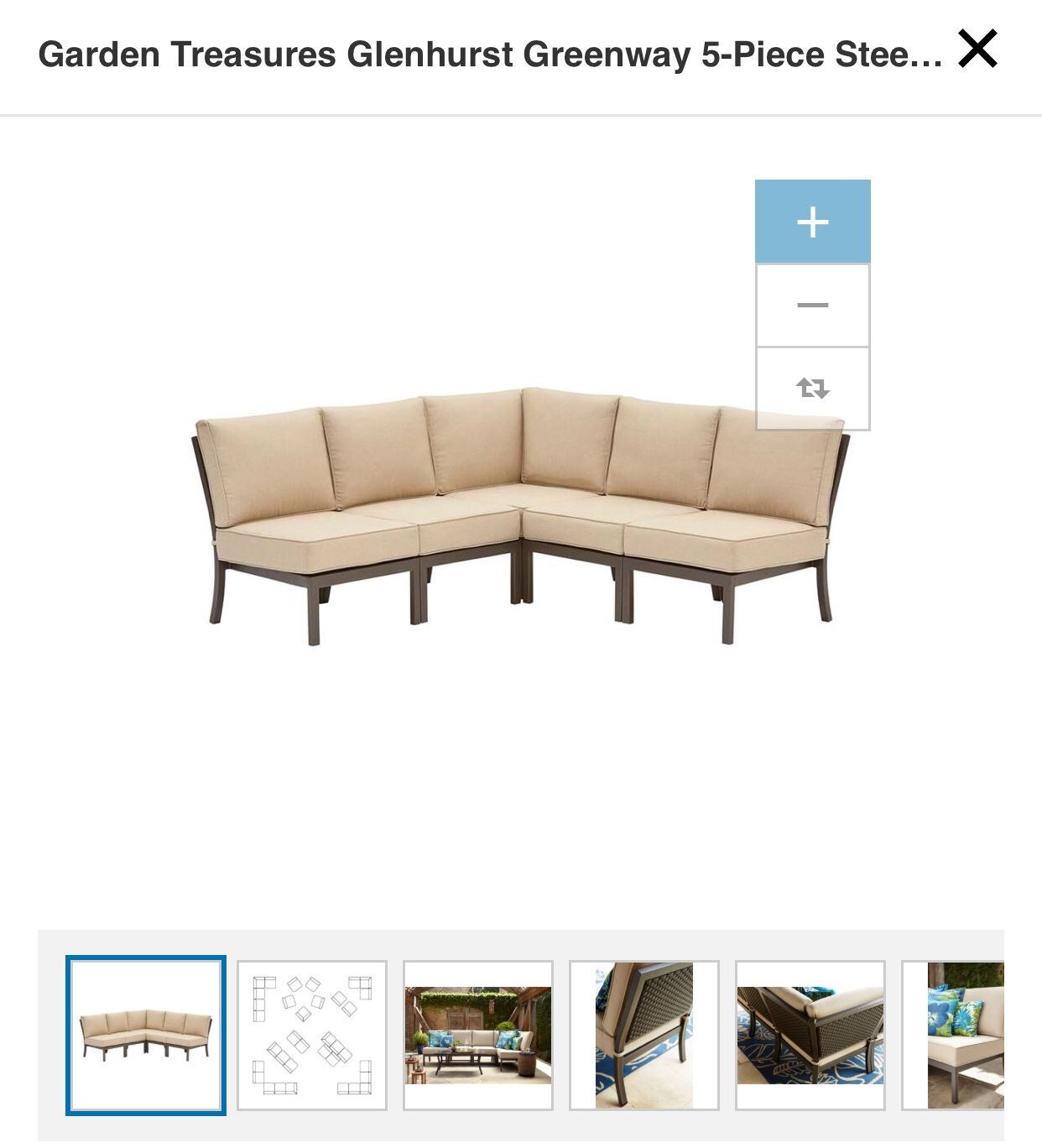 Garden Treasures Glenhurst Greenway 5-Piece Steel Frame Patio Conversation Set with Tan Solartex Cushions