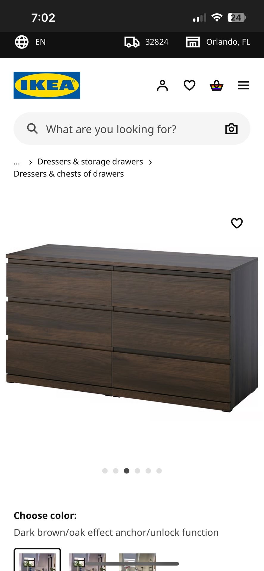 IKEA 6-Drawer Dresser – Dark Brown