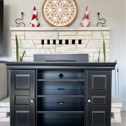 Black Wood TV Entertainment Center 