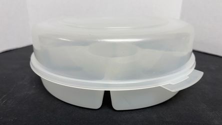 Round Plastic Divided Serving Tray with Dome Lid