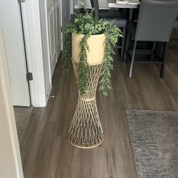 Planter Stand Decor With Ceramic Bowl
