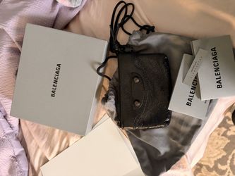 Authentic Balenciaga Le City Zipped Pouch Charm Black