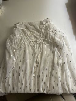 Unique Rare Vintage White Sheer  Blouse with Silver Half Moon Detail