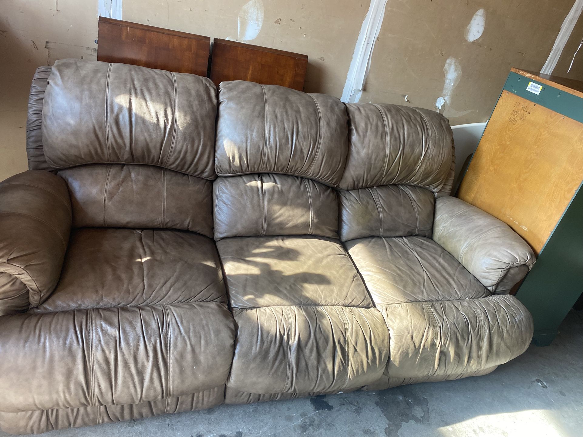 Tan Reclining Sofa Couch 7’w x 39”d x 3’h