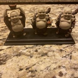 Set Of Three Laughing Buddha Statues