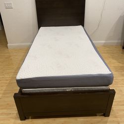 Twin Bad Frame, Box Spring And Mattress 