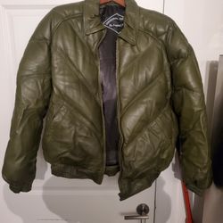 Leather Goose Down Jacket