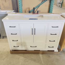 48 in Single Sink Bath Vanity in White with Marble Top in White  $789 