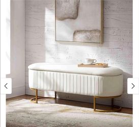 Brand New In Box- HULALA HOME Paula Velvet Storage Bench Ivory