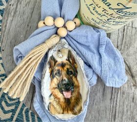 Handmade oyster shell ornaments – German Shepherd dog/host hostess gift