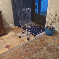 Clear Rolling Desk Chair Adjustable  Height.