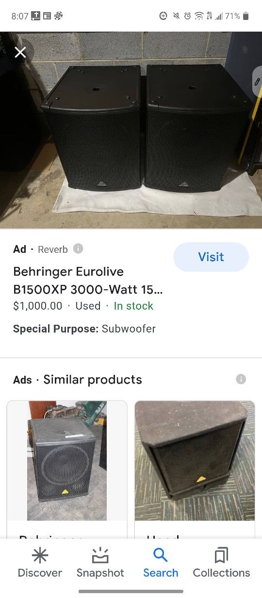 2 Passive Behringer Sub Speaker 18"