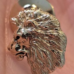 14k Yellow Gold Brushed Lion Head Lapel Pin 3.50g Signed By KAY Very Rare Find!