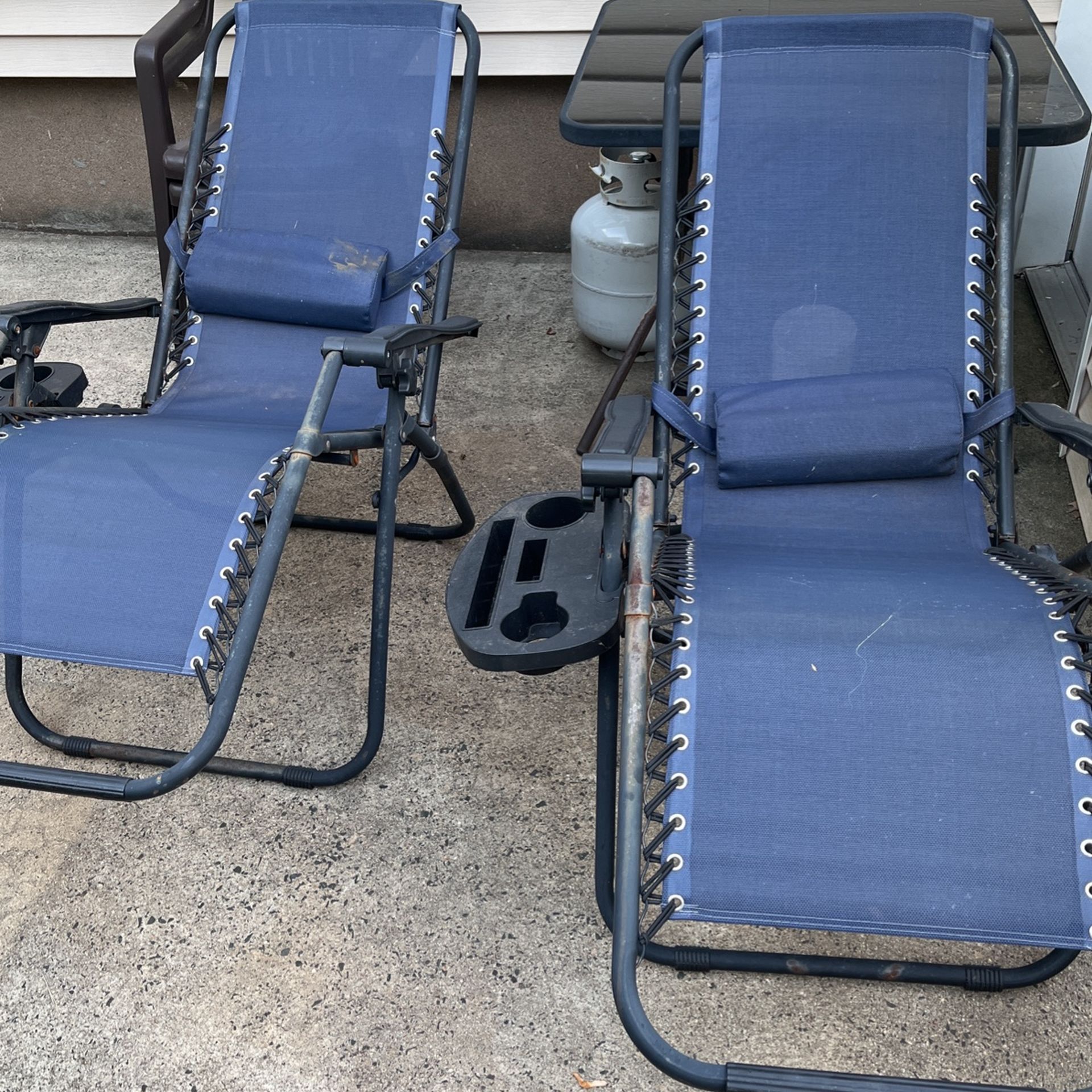 2 Navy Blue Reclining Chairs