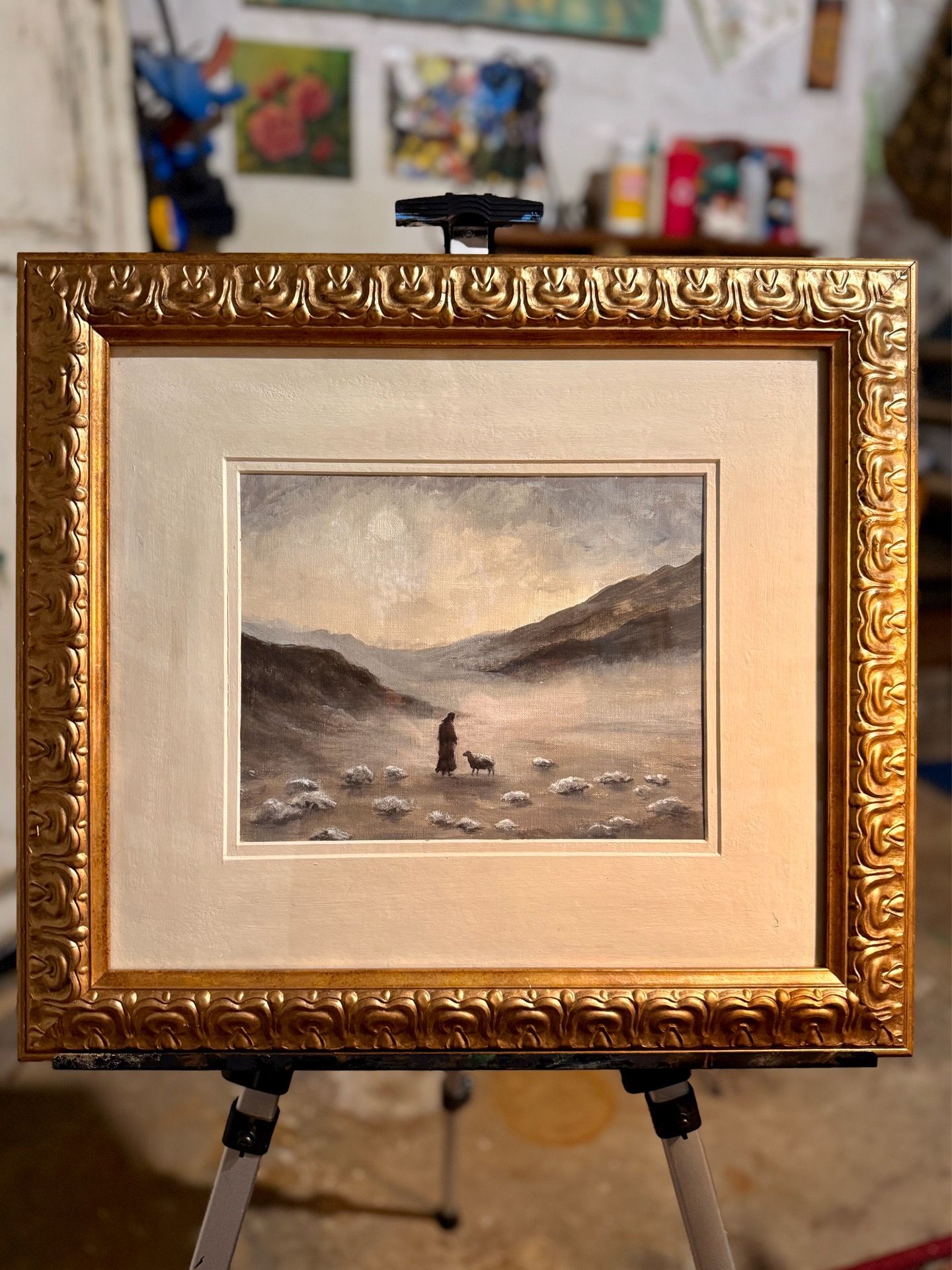A Soft Light: Jesus in the Muted Land Acrylic Painting