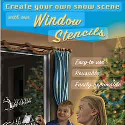 Windows stencils., create your own snow scene