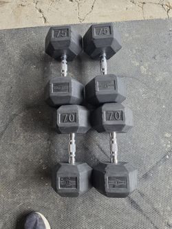 70 And 75 Pound Dumbbell Weights