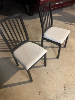 Set of 2 Dark Wood Dining Chairs