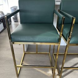 Set Of 4 Green Barstools- Bar Height