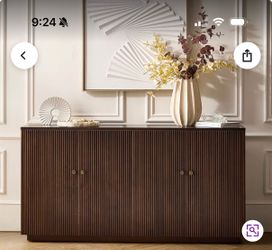 Dark Wood Fluted Sideboard/buffet Cabinet