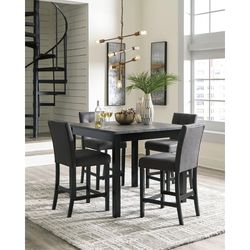Garvine Two-tone Counter Height Dining Table and Bar Stools (Set of 5) 