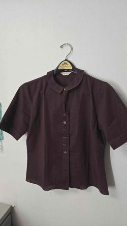 Vintage Country Clothes Button-Up Blouse – Size 14 – Brown Linen Look
