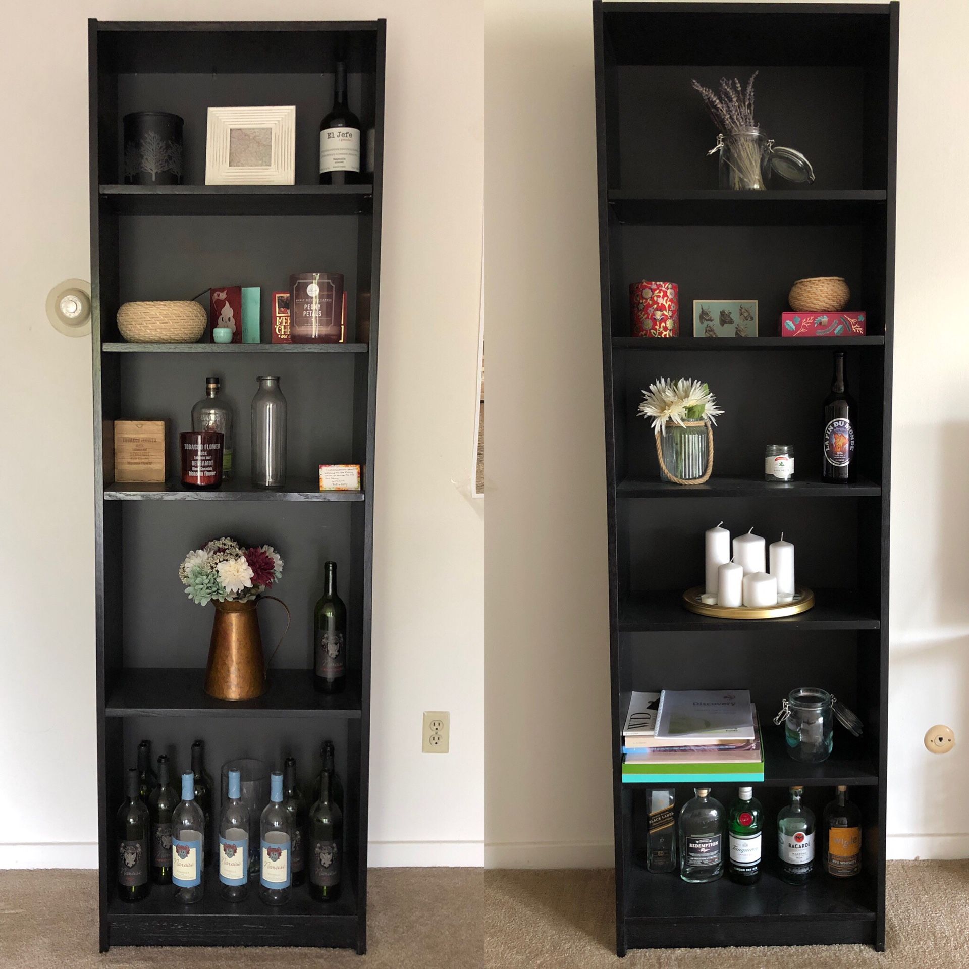 Pair of Black Bookshelves