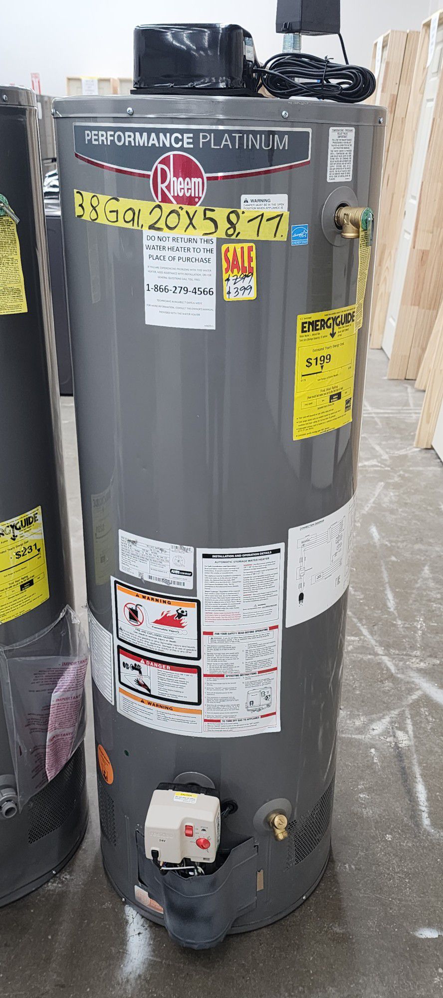 New Water Heater Nat Gas Rheem 38 Gallons with Warranty 