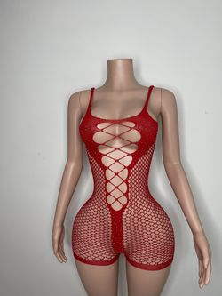 Exotic Dancer- Rave Wear-Lingerie Sexy Red Rhinestones One Piece