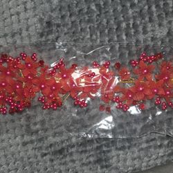 Red Floral Hair Piece 